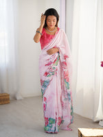Thumbnail for Jyoti Fashion Women's Pink Chinon Digital Printed Designer Saree with Blouse - Distacart