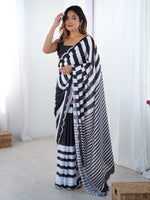 Thumbnail for Jyoti Fashion Women's Black Chinon Digital Printed Designer Saree with Blouse - Distacart