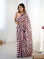 Thumbnail for Jyoti Fashion Women's Baby Pink Chinon Digital Printed Designer Saree with Blouse - Distacart