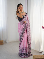 Thumbnail for Jyoti Fashion Women's Pink Chinon Digital Printed Designer Saree with Blouse - Distacart