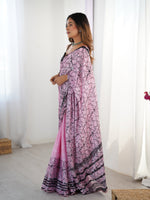 Thumbnail for Jyoti Fashion Women's Pink Chinon Digital Printed Designer Saree with Blouse - Distacart