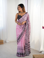 Thumbnail for Jyoti Fashion Women's Pink Chinon Digital Printed Designer Saree with Blouse - Distacart