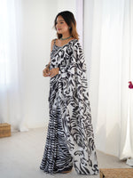 Thumbnail for Jyoti Fashion Women's Black Chinon Digital Printed Designer Saree with Blouse - Distacart