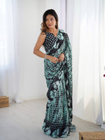 Thumbnail for Jyoti Fashion Women's Sea Green Chinon Digital Printed Designer Saree with Blouse - Distacart