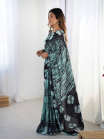 Thumbnail for Jyoti Fashion Women's Sea Green Chinon Digital Printed Designer Saree with Blouse - Distacart