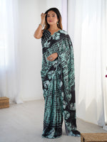 Thumbnail for Jyoti Fashion Women's Sea Green Chinon Digital Printed Designer Saree with Blouse - Distacart