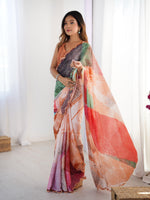 Thumbnail for Jyoti Fashion Women's Multicolor Chinon Digital Printed Designer Saree with Blouse - Distacart
