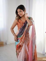 Thumbnail for Jyoti Fashion Women's Multicolor Chinon Digital Printed Designer Saree with Blouse - Distacart
