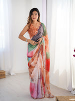 Thumbnail for Jyoti Fashion Women's Multicolor Chinon Digital Printed Designer Saree with Blouse - Distacart