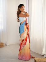 Thumbnail for Jyoti Fashion Women's Multicolor Chinon Digital Printed Designer Saree with Blouse - Distacart