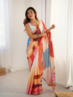 Thumbnail for Jyoti Fashion Women's Multicolor Chinon Digital Printed Designer Saree with Blouse - Distacart