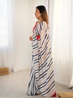 Thumbnail for Jyoti Fashion Women's Off White Chinon Digital Printed Designer Saree with Blouse - Distacart