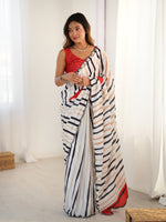 Thumbnail for Jyoti Fashion Women's Off White Chinon Digital Printed Designer Saree with Blouse - Distacart