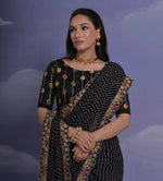 Thumbnail for Jyoti Fashion Women's Black Coding Sequence Georgette Saree with Blouse - Distacart