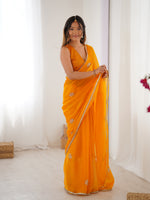 Thumbnail for Jyoti Fashion Women's Yellow Soft Fendy Embroidered Designer Saree with Blouse - Distacart
