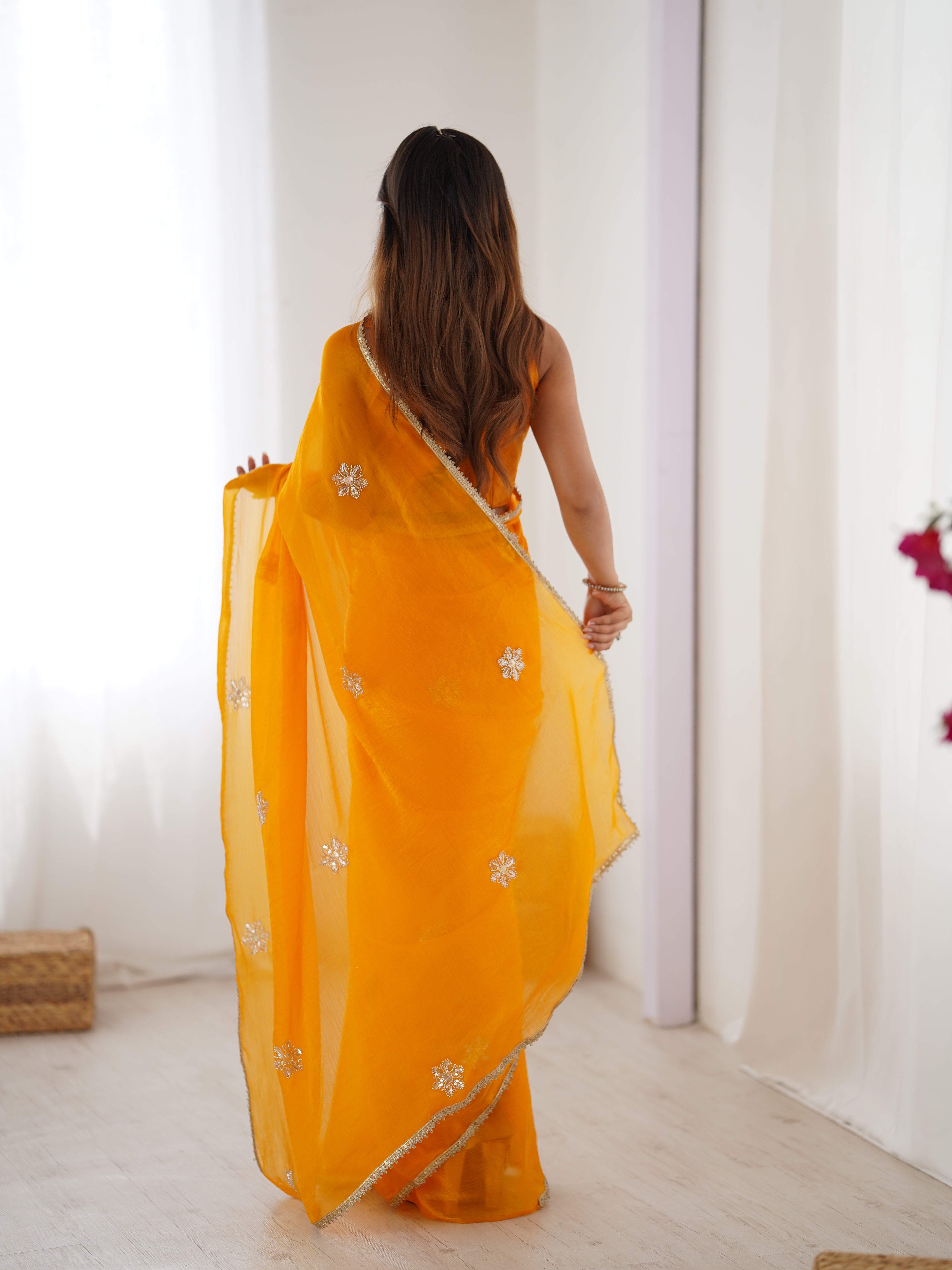 Jyoti Fashion Women's Yellow Soft Fendy Embroidered Designer Saree with Blouse - Distacart