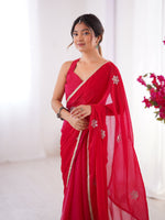 Thumbnail for Jyoti Fashion Women's Pink Soft Fendy Embroidered Designer Saree with Blouse - Distacart