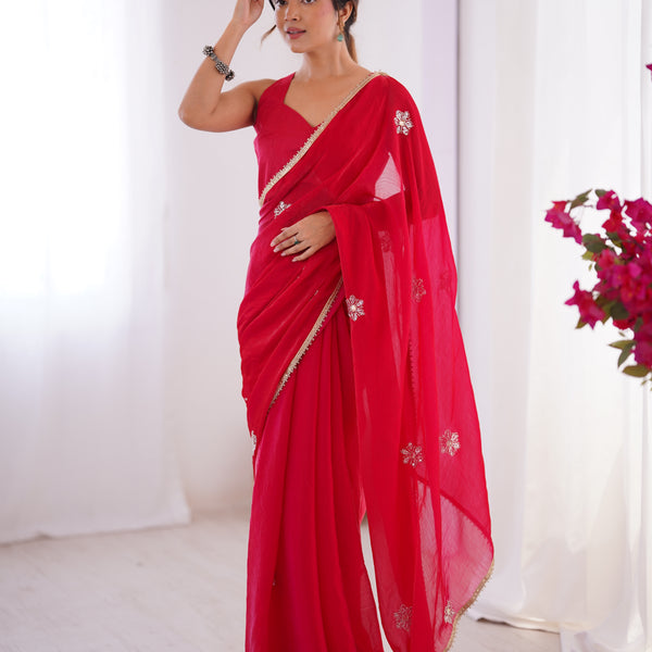Jyoti Fashion Women's Pink Soft Fendy Embroidered Designer Saree with Blouse - Distacart