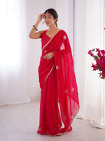 Thumbnail for Jyoti Fashion Women's Pink Soft Fendy Embroidered Designer Saree with Blouse - Distacart