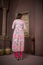 Thumbnail for Jyoti Fashion Women's Pink Rayon Floral Print with Handwork Designer Kurta Set with Dupatta