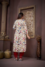 Thumbnail for Jyoti Fashion Women's Maroon Rayon Floral Print with Handwork Designer Kurta Set with Dupatta