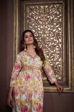Thumbnail for Jyoti Fashion Women's Yellow Rayon Floral Print with Handwork Designer Kurta Set with Dupatta - Distacart