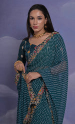 Thumbnail for Jyoti Fashion Women's Morpich Coding Sequence Georgette Saree with Blouse - Distacart