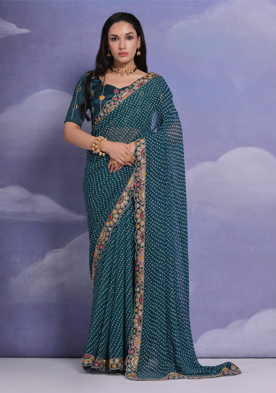 Jyoti Fashion Women's Morpich Coding Sequence Georgette Saree with Blouse - Distacart