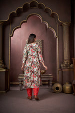 Thumbnail for Jyoti Fashion Women's Red Rayon Floral Print with Handwork Designer Kurta Set with Dupatta - Distacart