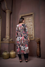 Thumbnail for Jyoti Fashion Women's Black Rayon Floral Print with Handwork Designer Kurta Set with Dupatta - Distacart