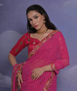 Thumbnail for Jyoti Fashion Women's Rani Pink Coding Sequence Georgette Saree with Blouse - Distacart