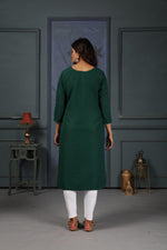 Thumbnail for Jyoti Fashion Women's Green Cotton Handwork Designer Kurta Only - Distacart