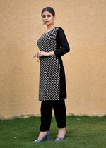Thumbnail for Jyoti Fashion Women's Black Faux Georgette Chikan Embroidery Designer Kurta with Bottom - Distacart