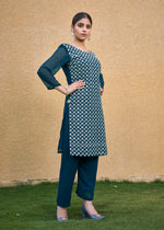 Thumbnail for Jyoti Fashion Women's Morpich Faux Georgette Chikan Embroidery Designer Kurta with Bottom - Distacart
