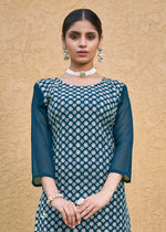 Thumbnail for Jyoti Fashion Women's Morpich Faux Georgette Chikan Embroidery Designer Kurta with Bottom - Distacart
