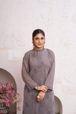 Thumbnail for Jyoti Fashion Women's Grey Faux Georgette Embroidered Designer Kurta with Bottom - Distacart