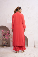 Thumbnail for Jyoti Fashion Women's Orange Faux Georgette Embroidered Designer Kurta with Bottom - Distacart
