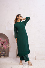 Thumbnail for Jyoti Fashion Women's Bottle Green Faux Georgette Embroidered Designer Kurta with Bottom - Distacart