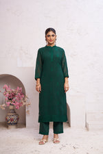 Thumbnail for Jyoti Fashion Women's Bottle Green Faux Georgette Embroidered Designer Kurta with Bottom - Distacart