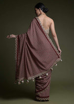 Thumbnail for Jyoti Fashion Women's Wine Coding Sequence Chinon Saree with Blouse - Distacart