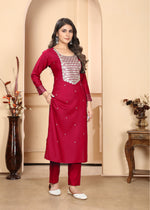 Thumbnail for Jyoti Fashion Women's Rani Pink Rayon Sequins Embroidered Designer Kurta Set with Dupatta - Distacart