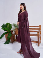 Thumbnail for Jyoti Fashion Women's Coffee Rayon Embroidered Designer Kurta Set with Dupatta - Distacart