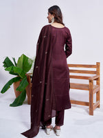 Thumbnail for Jyoti Fashion Women's Coffee Rayon Embroidered Designer Kurta Set with Dupatta - Distacart
