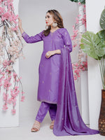 Thumbnail for Jyoti Fashion Women's Lavender Rayon Embroidered Designer Kurta Set with Dupatta - Distacart