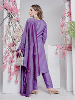 Thumbnail for Jyoti Fashion Women's Lavender Rayon Embroidered Designer Kurta Set with Dupatta - Distacart