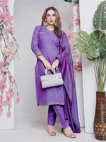 Thumbnail for Jyoti Fashion Women's Lavender Rayon Embroidered Designer Kurta Set with Dupatta - Distacart