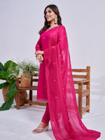 Thumbnail for Jyoti Fashion Women's Rani Pink Rayon Embroidered Designer Kurta Set with Dupatta - Distacart