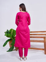 Thumbnail for Jyoti Fashion Women's Rani Pink Rayon Embroidered Designer Kurta Set with Dupatta - Distacart