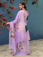 Thumbnail for Jyoti Fashion Women's Lavender Cotton Blend Printed Designer Kurta Set with Dupatta - Distacart