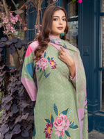 Thumbnail for Jyoti Fashion Women's Mehendi Cotton Blend Printed Designer Kurta Set with Dupatta - Distacart